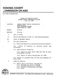 Agenda and meeting notice--Sonoma County Commission on AIDS, June 10, 1992