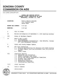 Agenda and meeting notice--Sonoma County Commission on AIDS, October 14, 1992