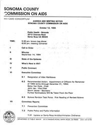 Agenda and meeting notice--Sonoma County Commission on AIDS, October 12, 1994