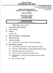 Agenda and meeting notice--Sonoma County Commission on AIDS, September 13, 1995