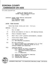 Agenda and meeting notice--Sonoma County Commission on AIDS, July 8, 1992