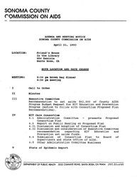 Agenda and meeting notice--Sonoma County Commission on AIDS, April 21, 1993