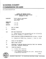 Agenda and meeting notice--Sonoma County Commission on AIDS, December 9, 1992