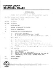 Agenda and notice--Sonoma County Commission on AIDS meeting, February 13, 1991--Corrected copy