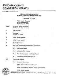 Agenda and meeting notice--Sonoma County Commission on AIDS, September 14, 1994