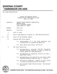 Agenda and meeting notice--Sonoma County Commission on AIDS, April 8, 1992