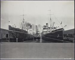 SS Korea Maru and SS Tenyo Maru, Brannan Street Wharf, San Francisco, California, 1920s