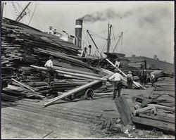 Moving lumber, San Francisco, California, 1920s