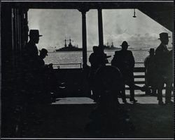 Ferry passenger silhouettes, San Francisco Bay, California, 1920s