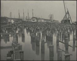 Pier pilings at the waterfront, South Beach Park, San Francisco, California, 1920s