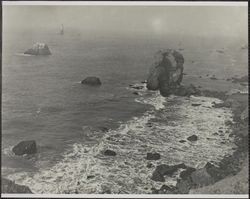 Beach and rocks at Lands End, San Francisco, California, photographed in the 1920s