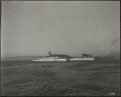 Ferries on the San Francisco Bay near Yerba Buena Island, 1920s