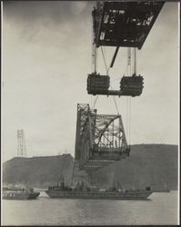 Carquinez Bridge under construction, Carquinez Bridge, Vallejo, California, 1920s