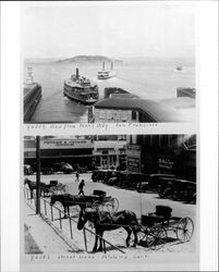 View from Ferry Bldg, San Francisco ; Street scene, Petaluma, Calif