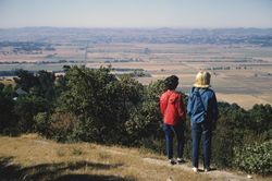 Lorna Skinner and her daughter Betsy Skinner look toward Cotati from Taylor Mountain, Sonoma County, Calif., June 6, 1965