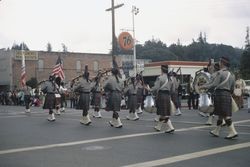 Sonoma County Sheriff's Pipe Band in the April 12, 1972 Sebastopol Apple Blossom Parade
