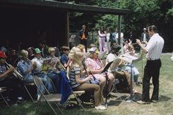 Sebastopol Community Church youth band performing in Ives Park for a church picnic, June 1, 1975