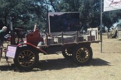 Harvey Henningsen exhibit on Jim Henningsen's truck at the Gravenstein Apple Fair in Ragle Ranch Regional Park, Sebastopol, Calif., Aug. 1988