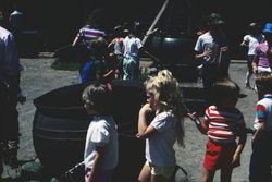 Schoolchildren making candles at Petaluma Adobe, May 7, 1985