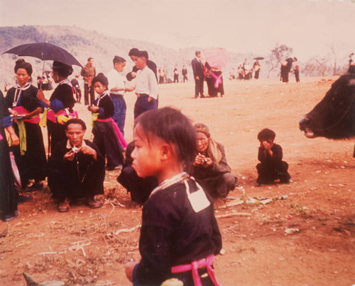 White HMong People Gathering Outdoors in Laos
