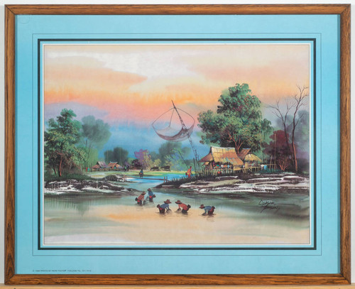 Watercolor Painting, Thai Village