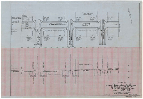 Street, Sewer and Water Connections Plan and Profile, El Camino Ranchos No. 1 (11 of 12)