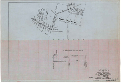 Plan and Profile of Sewer In Easement, El Camino Ranchos No. 1 (12 of 12)