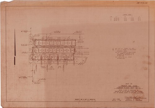 Map of Tract 1030 Sunkist Plaza Unit No. 4, Oxnard