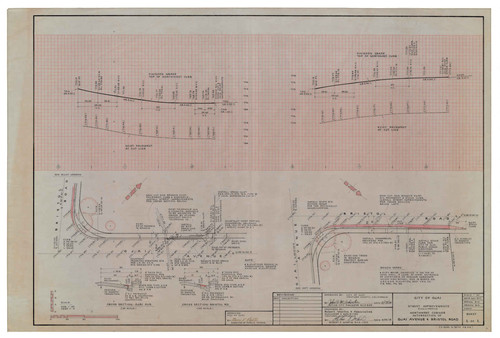 Plan and Profile of Street Improvements at Northwest Corner of Intersection of Ojai Avenue and Bristol Road, Ojai