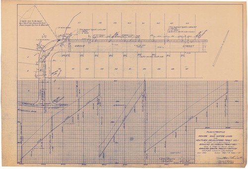 Sewers and Waterlines Plan and Profile, Ventura Developers Tract No. 1 (7 of 8)