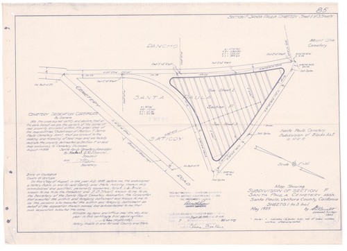 Survey of Subdivision of Section F, Santa Paula Cemetery (1 of 3)