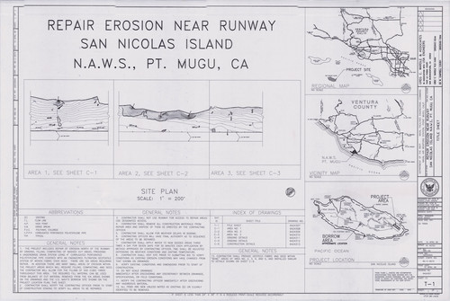 Title Sheet of Erosion Repair Project Near Runway, San Nicolas Island N.A.W.S., San Nicolas Island (1 of 7)