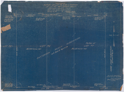 Survey of Lot 76 and a Portion of Lot 77, Patterson Ranch