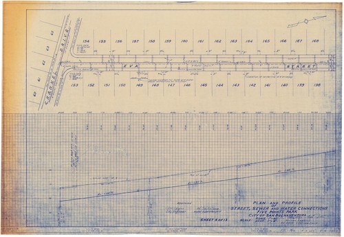 Plan and Profile of Street, Sewer, and Water Connections of Five Points Park (4 of 13)