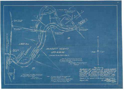 Survey of Unnumbered Tract of Land Lying Northerly of Lots 24 & 25, Rancho Santa Paula y Saticoy