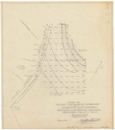 Topographic Map of Valley Vista Drive Extension, Reservoir Site No. 3, Rancho Las Posas Estates