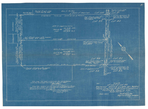 Survey of Part of Lot 99, Rancho Santa Clara del Norte