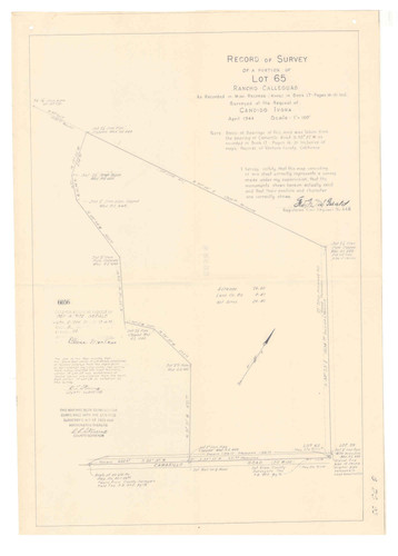Survey of a Portion of Lot 65 Rancho Calleguas