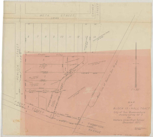 Survey of Block 15, Lot 3, Hall Tract, Ventura