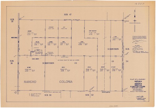 Plat Map of Subdivision 48 and a Portion of Subdivision 49, Rancho El Rio de Santa Clara o la Colonia