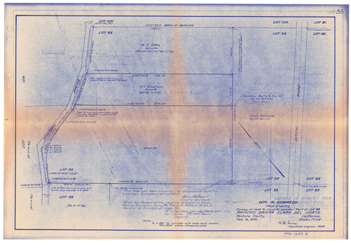 Survey of Lot 99, Rancho Santa Clara del Norte