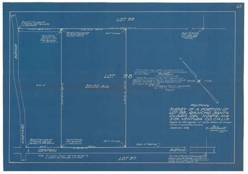 Survey of a Portion of Lot 98, Rancho Santa Clara del Norte