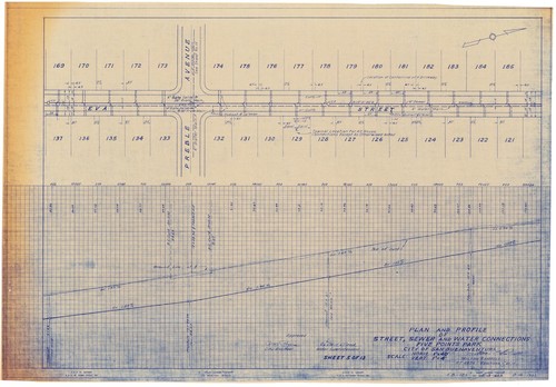 Plan and Profile of Street, Sewer, and Water Connections of Five Points Park (5 of 13)