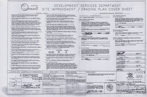 Gas Station at South Ventura Road, Oxnard, Site Improvement and Grading Plan Cover (1 of 5)