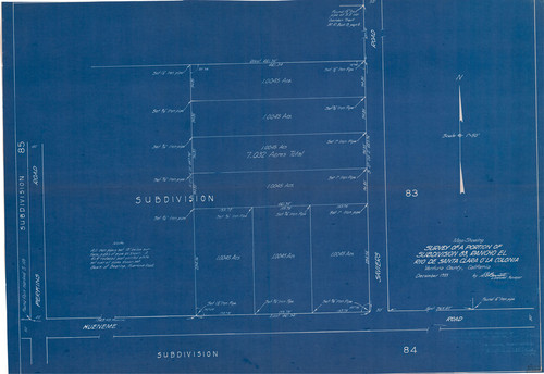 Survey of Subdivision 83, Rancho El Rio de Santa Clara o la Colonia