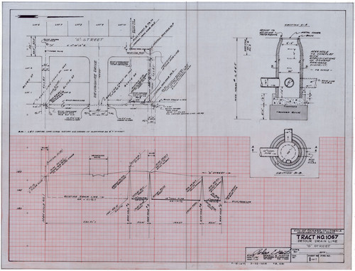 Plan and Profile for Detour Drainage Line on G Street in Tract No. 1067, Oxnard