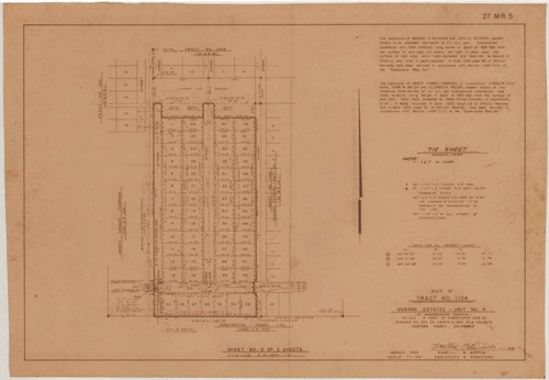 Tie Sheet of Tract No. 1124, Oxnard Estates Unit No. 4