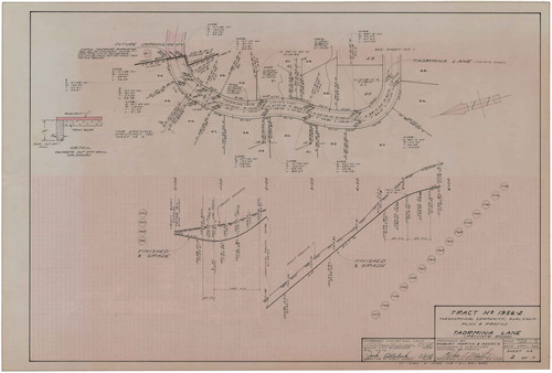 Plan and Profile of Segment of Taormina Lane, Tract Number 1956-2, Ojai (2 of 7)