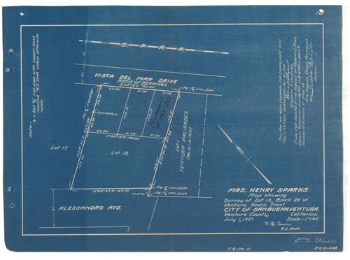 Survey of Lot 18 Block 26 of Ventura Beach Tract