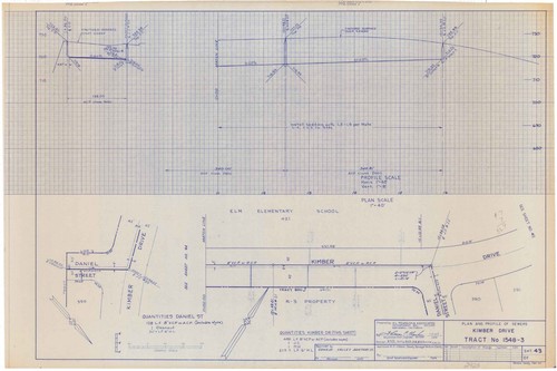 Plan and Profile of Sewers of Kimber Drive, Tract No. 1548-3